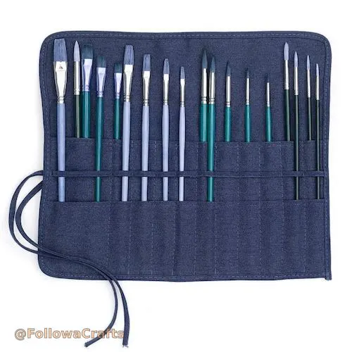 Leather artist paint brush roll organizer custom logo