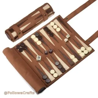 Travel Roll-Up PU Leather Backgammon Set