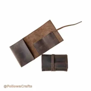 Leather cable wrap pouch for data cable storage