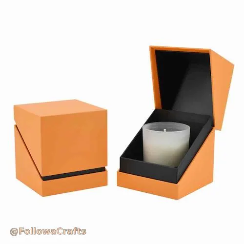 Leather candle gift box with flip-top and magnetic closure