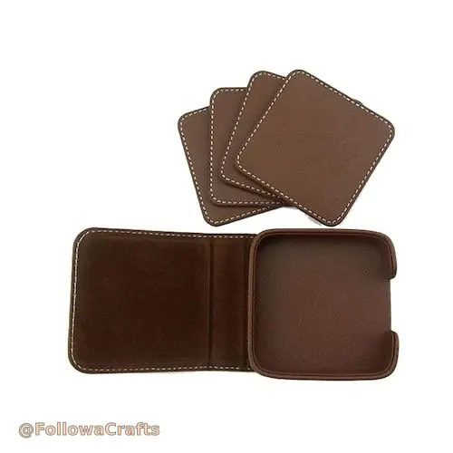 6-Piece PU Leather Coaster Set with Holder