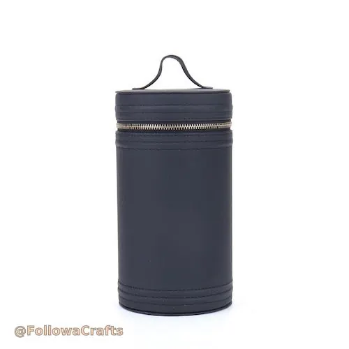 Cylindrical PU Leather Travel Cosmetic Bag Wholesale
