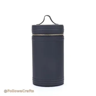 Cylindrical PU Leather Travel Cosmetic Bag Wholesale