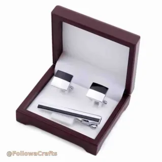 Men's PU Leather Cufflink and Tie Clip Storage Box