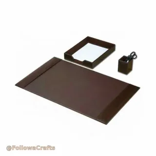 Executive Faux Leather Desk Organizer Set