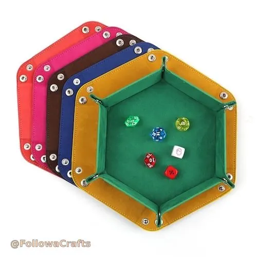 Collapsible PU Leather Hexagon Dice Tray