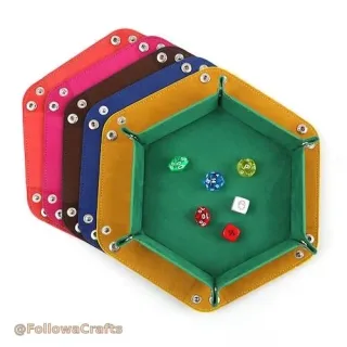 Collapsible PU Leather Hexagon Dice Tray