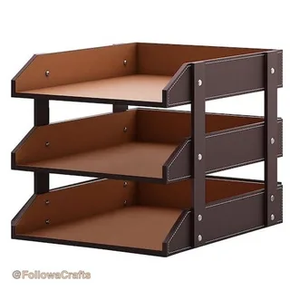 PU leather document tray organizer