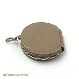 Round PU leather earphone case zippered custom logo