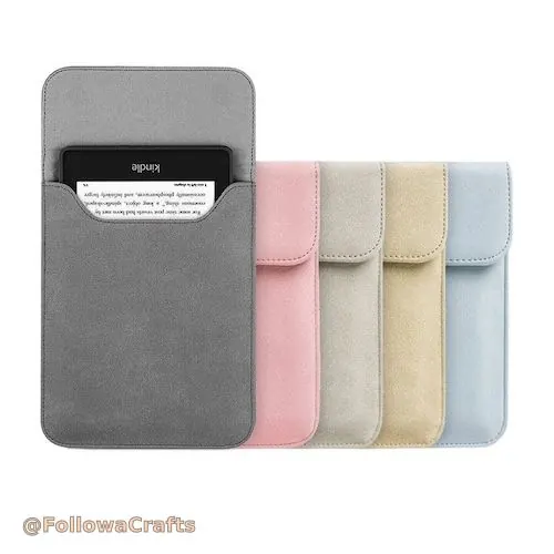 Leather e-reader sleeve with magnetic flap