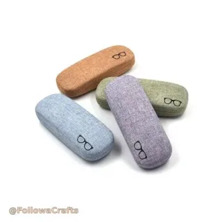 Fabric Wrapped Hard Shell Eyeglass Case Custom Logo