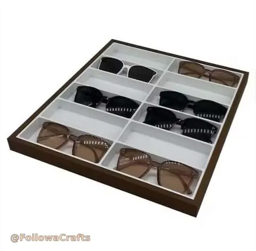 Leather eyewear display tray with sunglasses