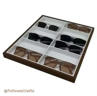 Leather eyewear display tray with sunglasses