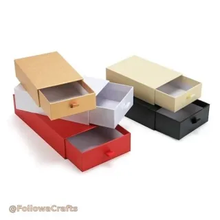 Rigid Drawer Gift Box with PU Leather Pull-Tab Wholesale