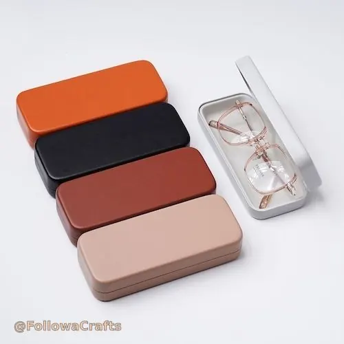 Hard shell steel core glasses case with PU leather