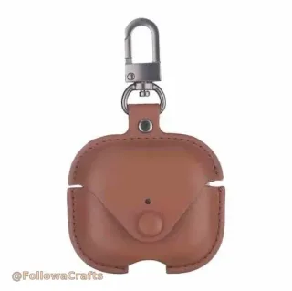 Leather AirPods case cover on white background