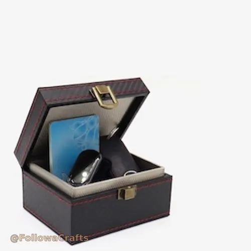 PU leather Faraday box with signal blocking interior open