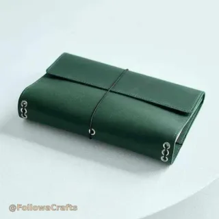 Adjustable brown leather book cover with pen loop custom logo