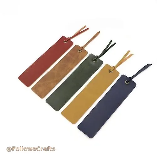 Thin leather bookmark with tassel and engraved text