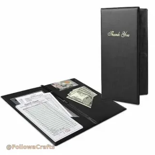 Leather restaurant check presenter bill folder open