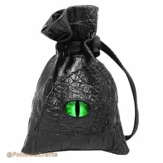 Leather drawstring dice bag with polyhedral dice