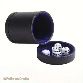 Leather dice cup with felt lining and dice