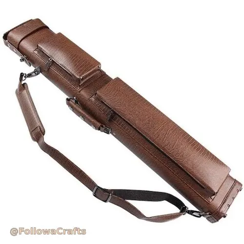 Leather pool cue carrying case with strap