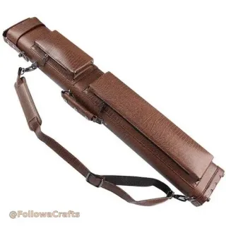 Leather pool cue carrying case with strap