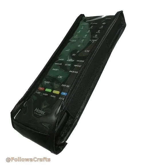 Leather remote control sleeve with remote inserted