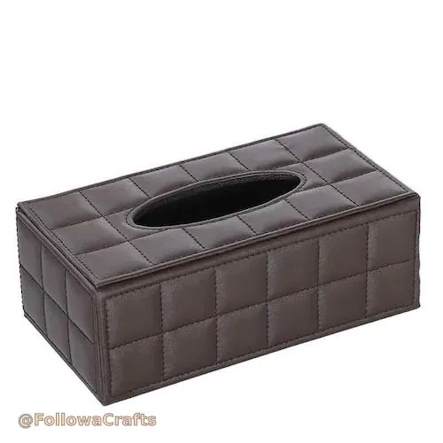 PU leather tissue box cover on desk