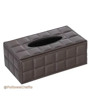 PU leather tissue box cover on desk