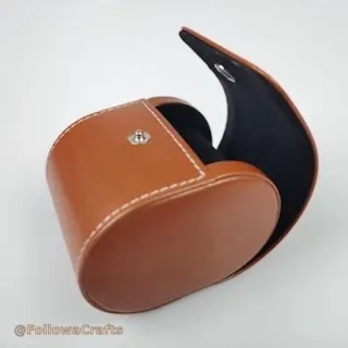 Single slot PU leather watch roll on white background