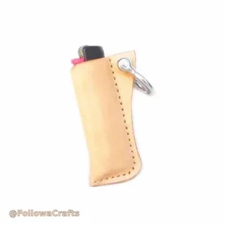 Leather lighter case with engraved initials