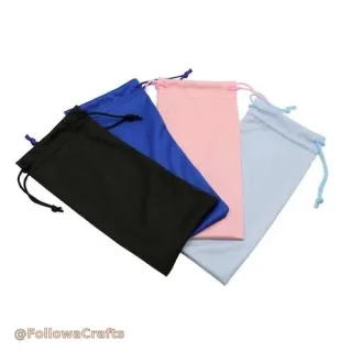 Drawstring microfiber pouch with sunglasses