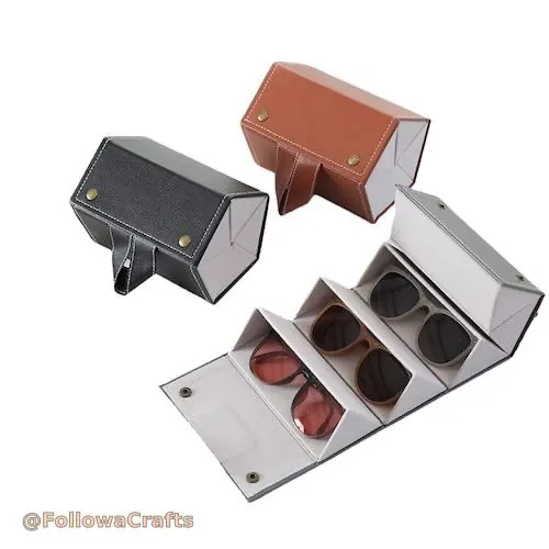 5-slot foldable leather sunglasses travel case organizer