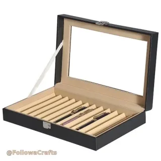 Executive 12-Slot PU Leather Fountain Pen Case Wholesale