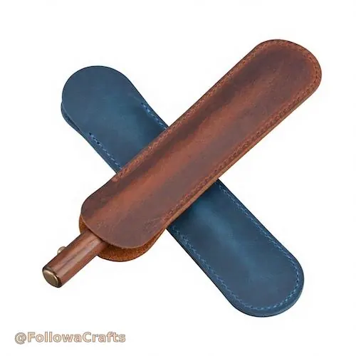 Leather pen wrap sleeve with slim profile