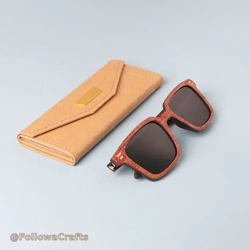 Brown recycled paper glasses case with magnetic closure