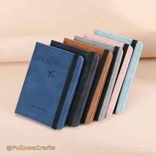 RFID leather passport holder with card slots open