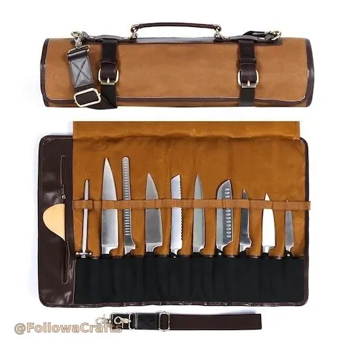 Heavy Duty Canvas and PU Leather Tool Roll Pouch