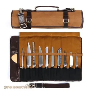 Heavy Duty Canvas and PU Leather Tool Roll Pouch