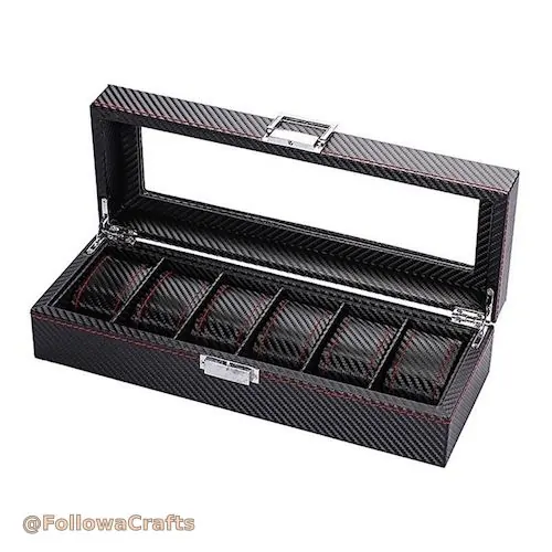 6-Slot Carbon Fiber Pattern Watch Box Wholesale