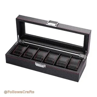 6-Slot Carbon Fiber Pattern Watch Box Wholesale