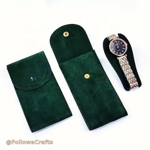 Suede Watch Pouch with Snap Button Wholesale