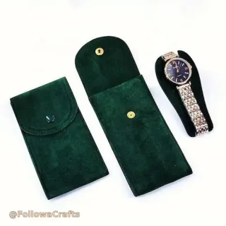 Suede Watch Pouch with Snap Button Wholesale