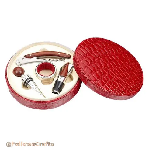 PU leather wine corkscrew stopper gift box with custom insert